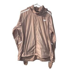 Nike Women's Storm Fit Running Jacket Size XXL 2XL Pink Mittens Hood Full Zip